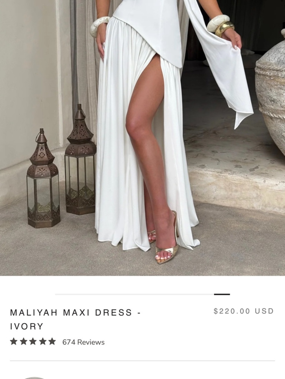 Maliyah Ivory Maxi Dress with High Slit